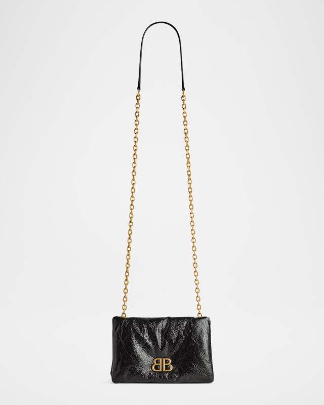 Monaco Puffy Shiny Leather Shoulder Bag